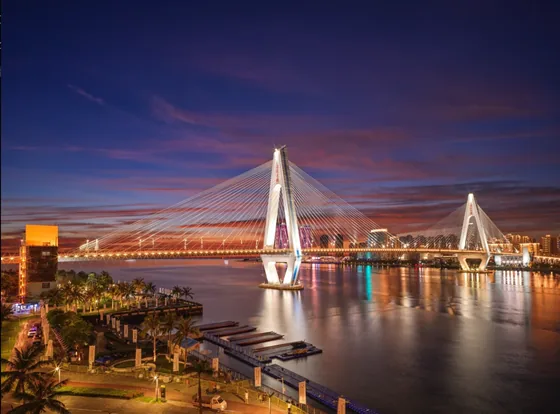 海口世纪大桥与城市夜景